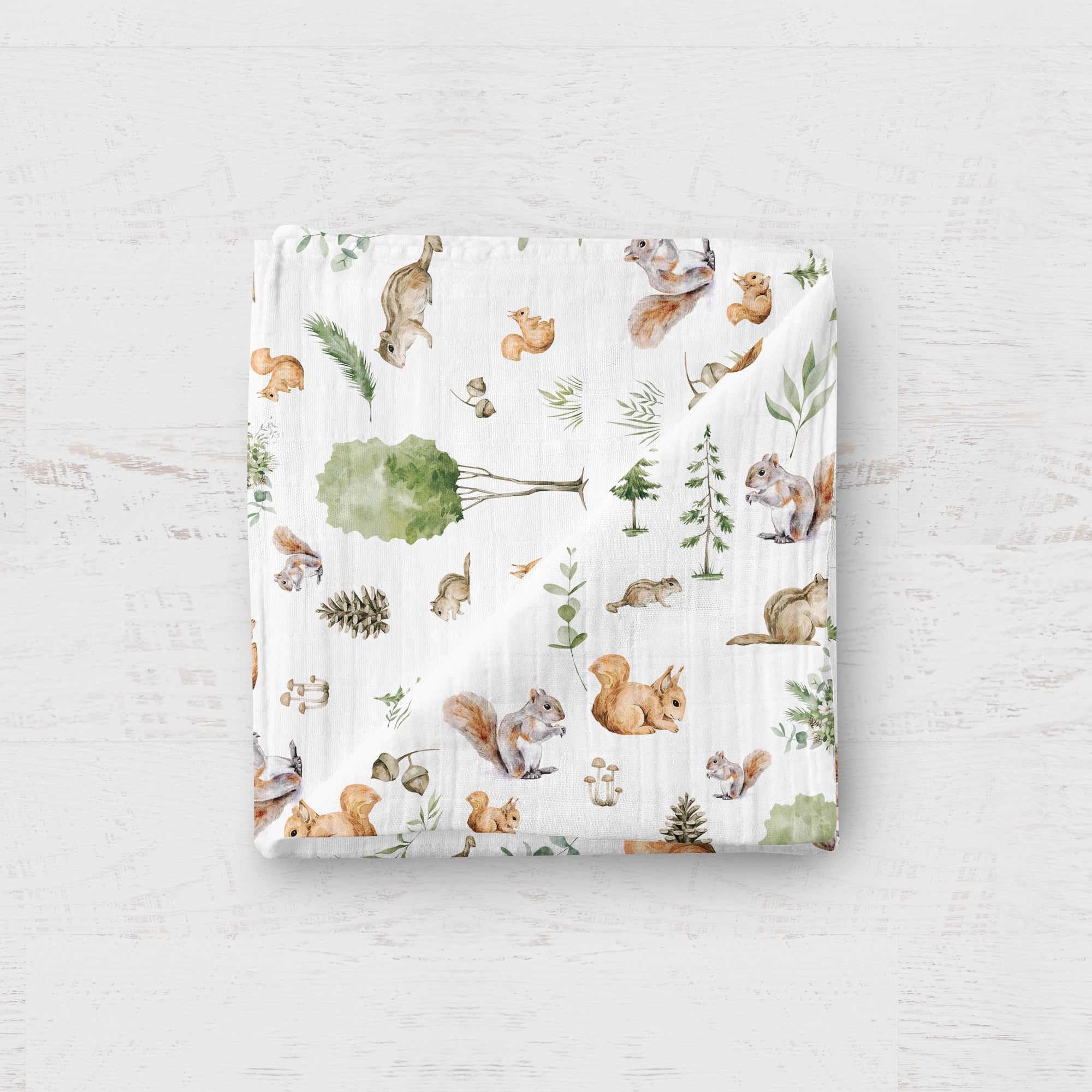 Bébé Ô Chaud Couverture en mousseline de bambou Dodo Bébé Ô Chaud Écureils des bois