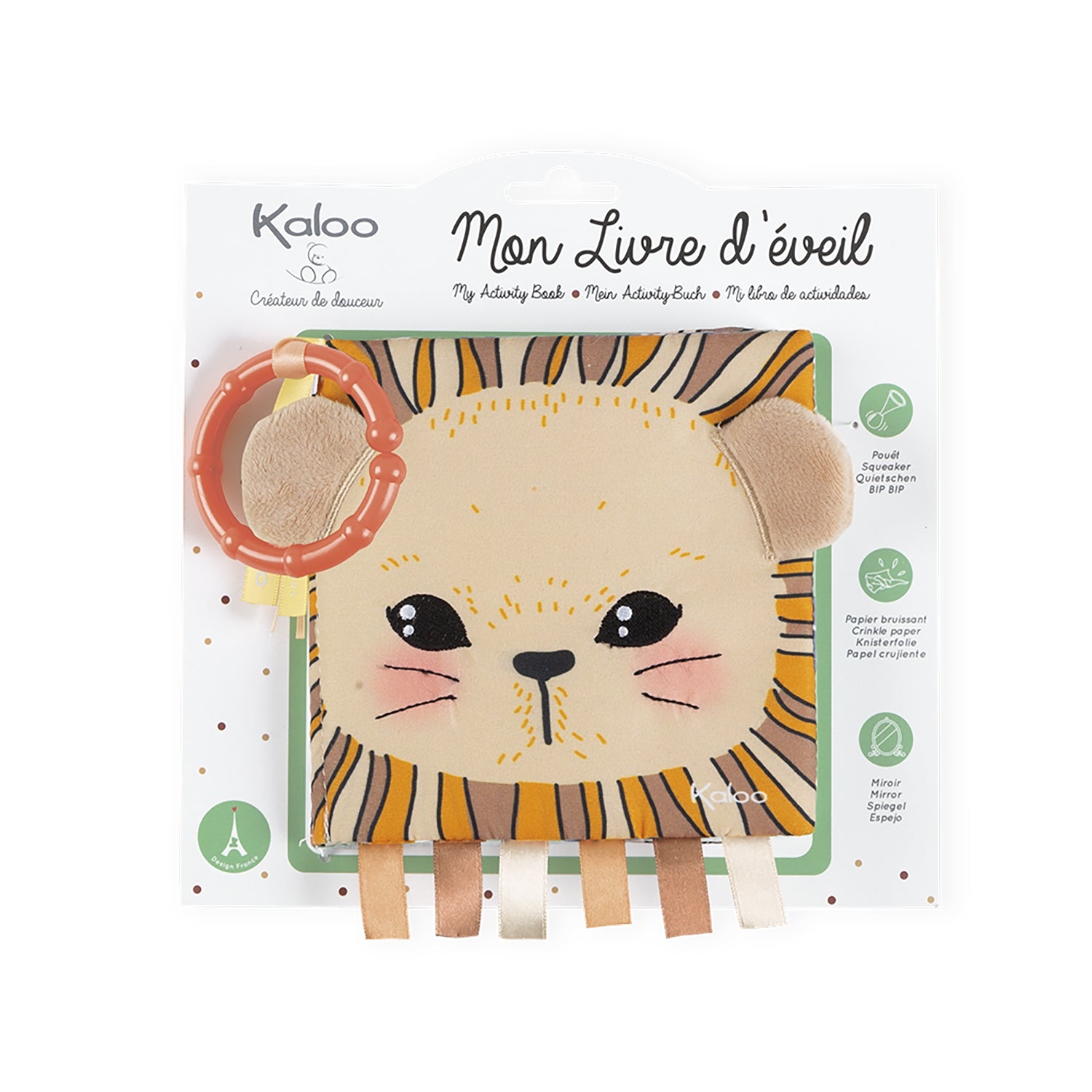 Kaloo Livre d'éveil en tissu Jouets Kaloo Le lionceau curieux