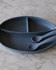 Micasso & Co Assiette à succion divisée en silicone Alimentation Micasso & Co Bleu
