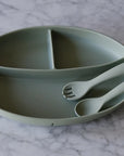 Micasso & Co Assiette à succion divisée en silicone Alimentation Micasso & Co Vert sauge