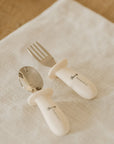 Micasso & Co Ensemble de cuillère et fourchette en silicone et métal Alimentation Micasso & Co Blanc crème