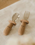 Micasso & Co Ensemble de cuillère et fourchette en silicone et métal Alimentation Micasso & Co Caramel