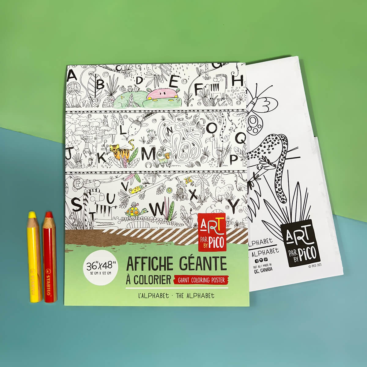 Pico Coloriage géant Éducation Pico Tatouages Temporaires Alphabet
