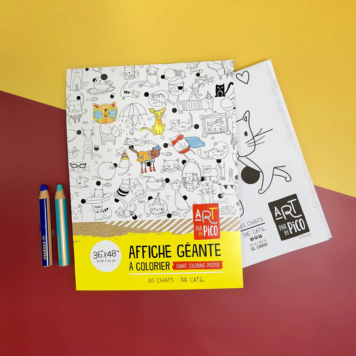Pico Coloriage géant Éducation Pico Tatouages Temporaires Chats