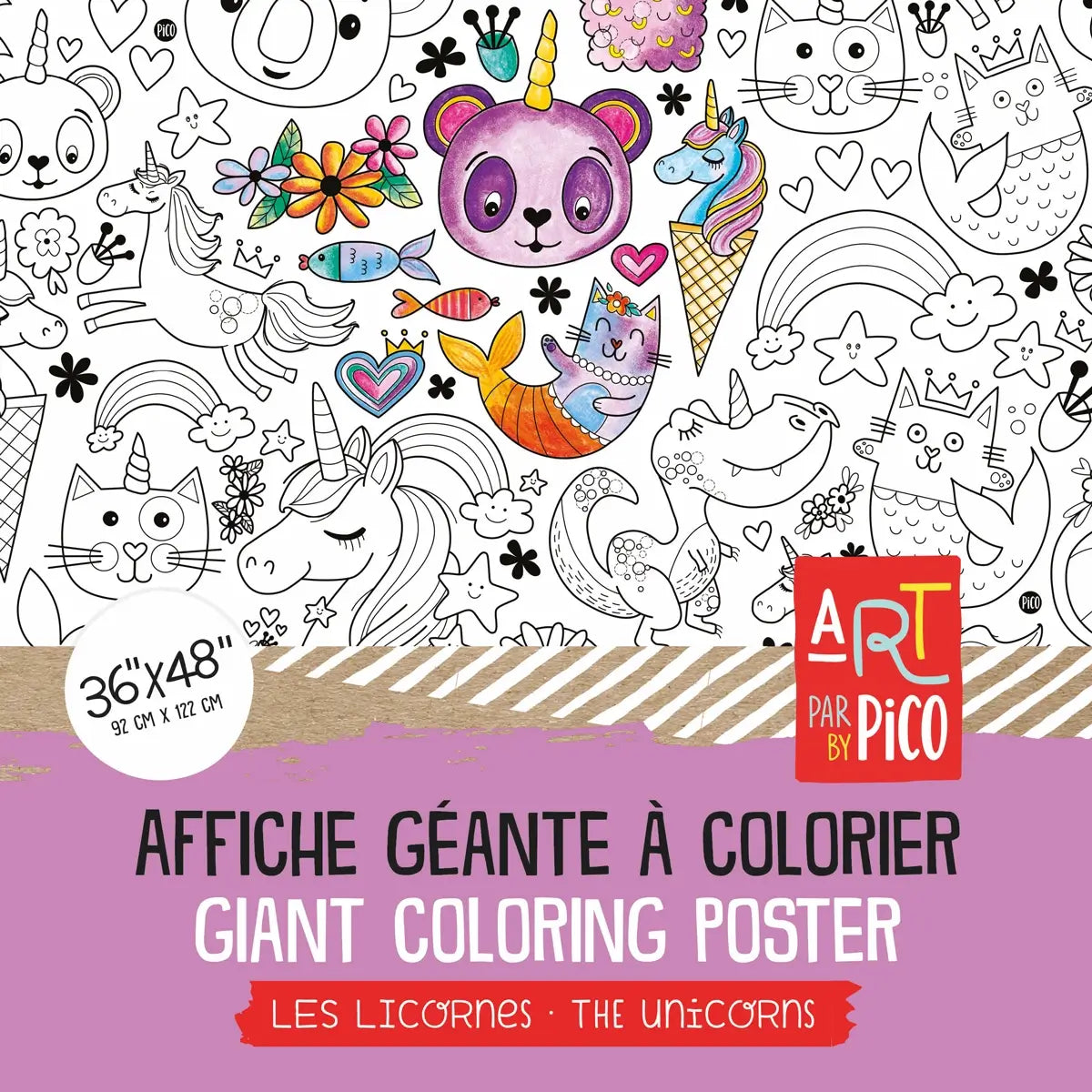 Pico Coloriage géant Éducation Pico Tatouages Temporaires Licornes