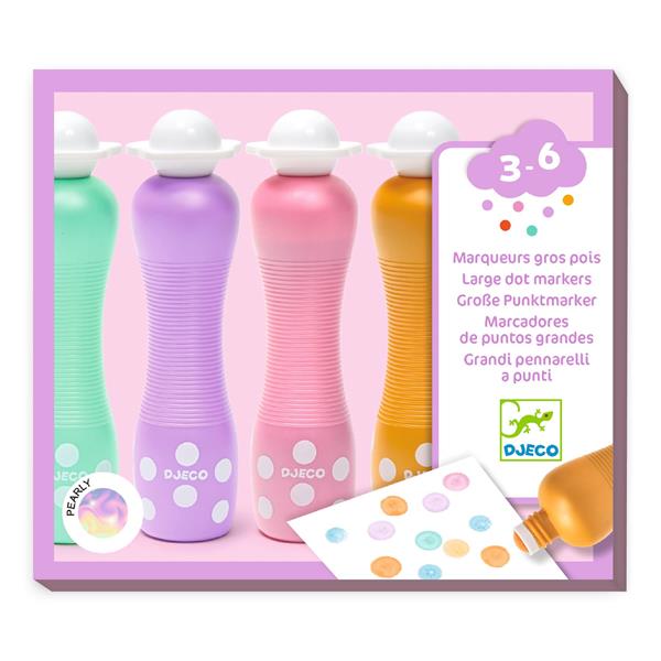 Djeco 4 marqueurs gros pois Jouets Djeco Pearly