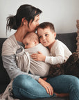 Gustine Écharpe extensible de portage pré-nouée 2 en 1 en bambou ou en coton MK Baby Portage Gustine baby carrier Marshmallow (coton)