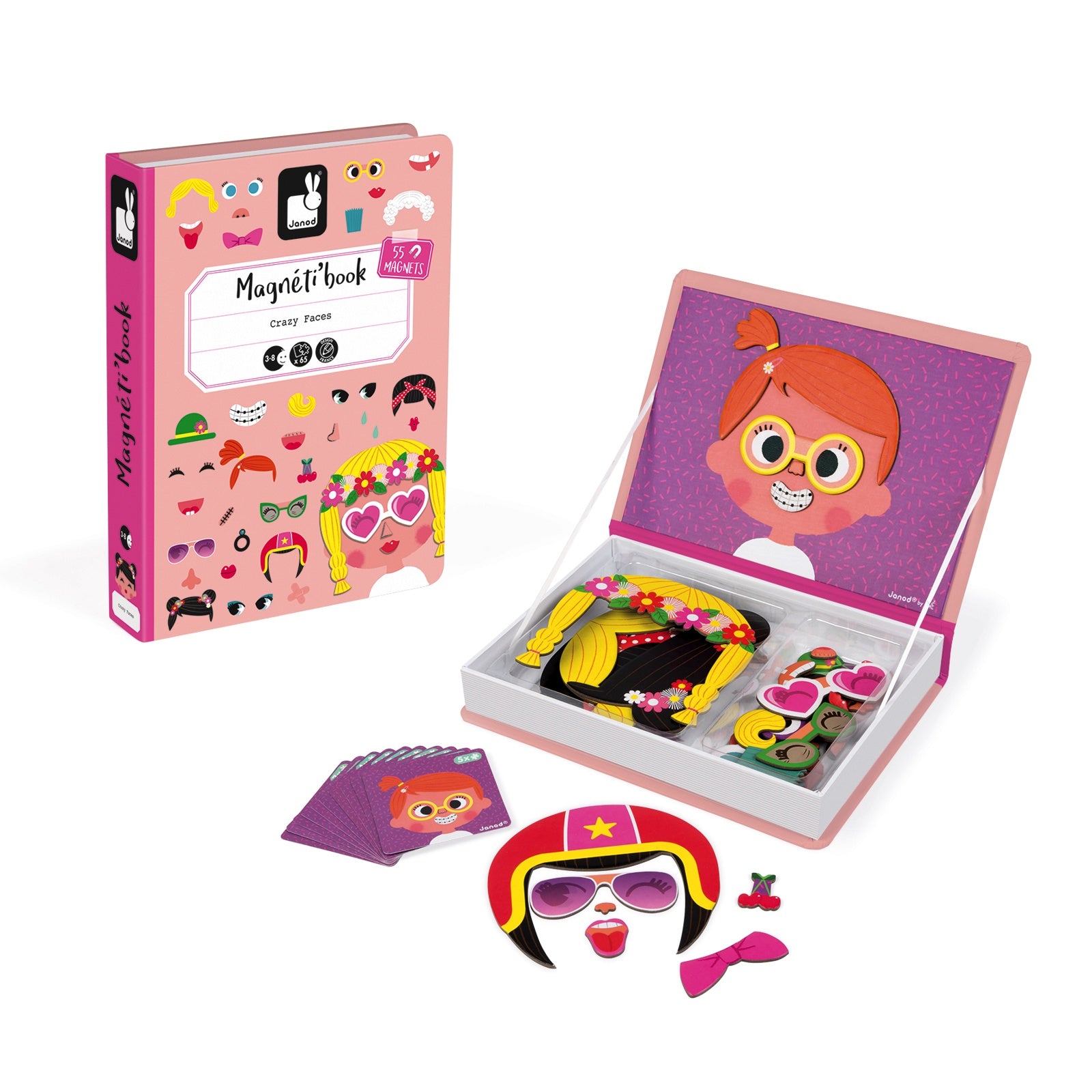 Janod Magnéti'book Jouets Janod Crazy faces fille