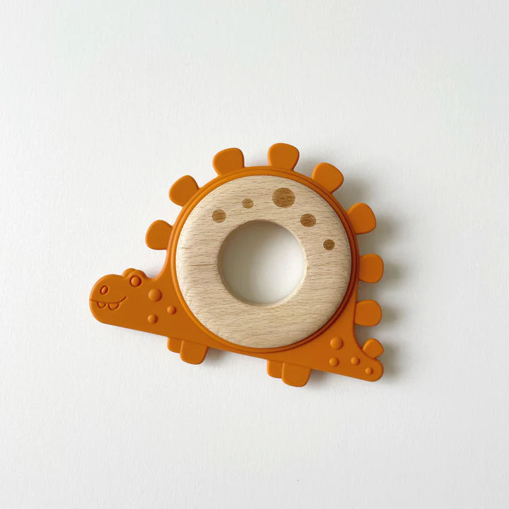 Jululu jouet de dentition en bois Jouets Jululu Dinosaure orange