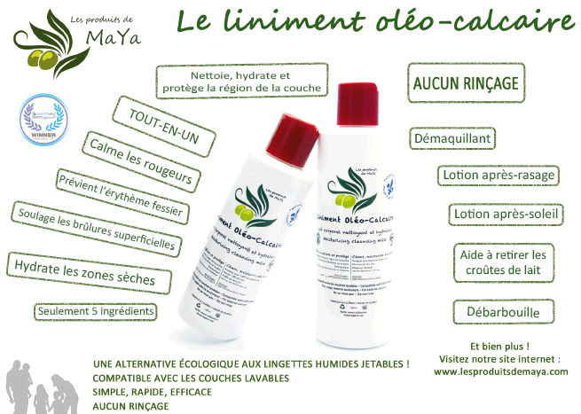 Les Produits de Maya Liniment Oléo-Calcaire Soins corporels Les Produits de Maya