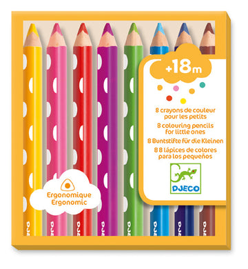 Djeco 8 crayons couleurs en bois pour les petits