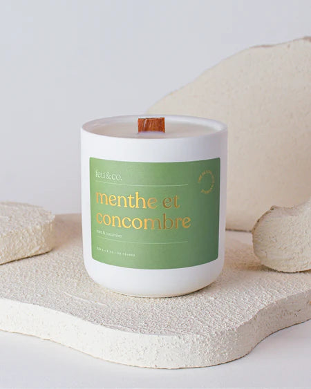 Feu &amp; Co Chandelle de soya 226 g | Fait au Québec Maison Feu&amp;Co Menthe &amp; concombre
