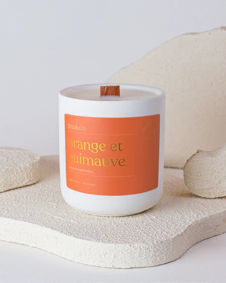 Feu &amp; Co Chandelle de soya 226 g | Fait au Québec Maison Feu&amp;Co Orange &amp; guimauve