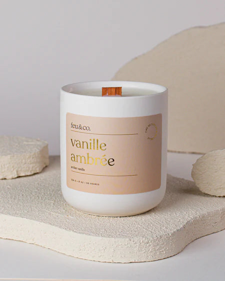 Feu &amp; Co Chandelle de soya 226 g | Fait au Québec Maison Feu&amp;Co Vanille ambrée