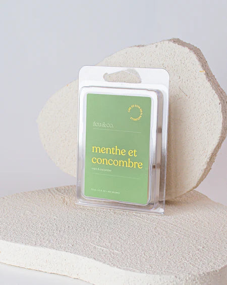 Feu&amp;Co Pastilles de cire de soya pour diffuseur | Fait au Québec Maison Feu&amp;Co Menthe &amp; concombre
