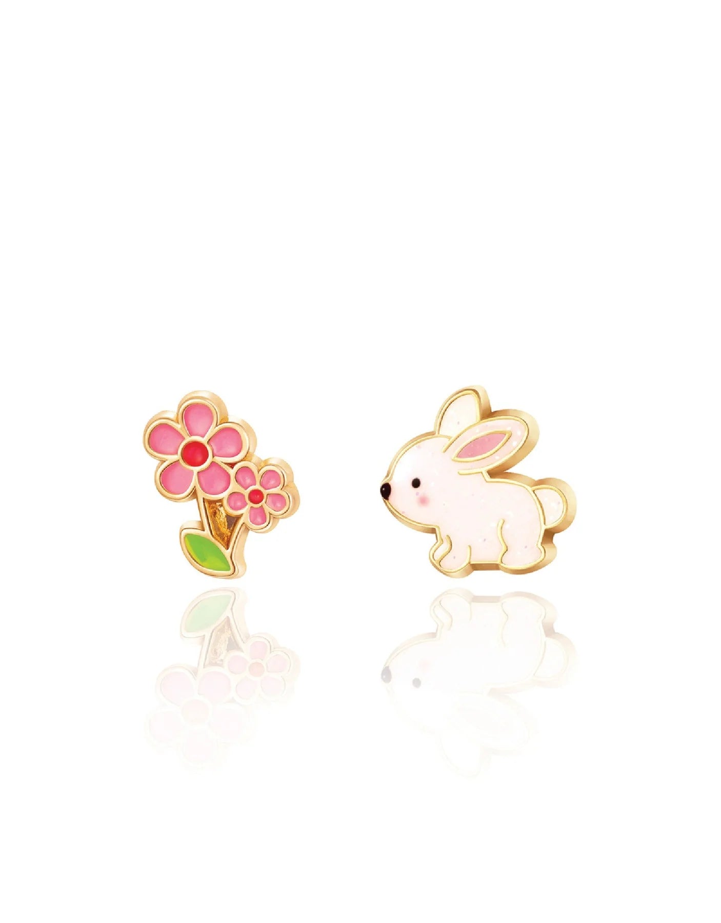 Girl nation Boucles d&#39;oreilles Accessoires Girl nation Fleur roses et lapin  