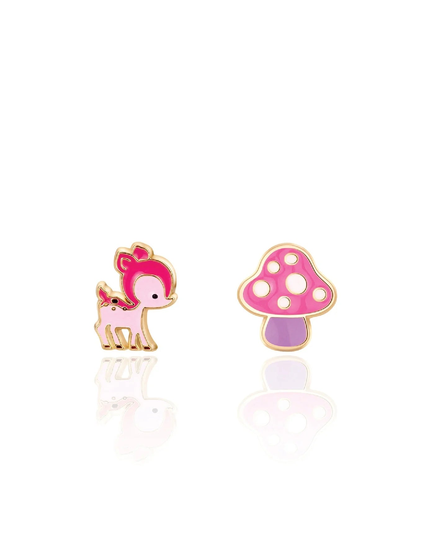 Girl nation Boucles d&#39;oreilles Accessoires Girl nation Petit faon et champignon rose  