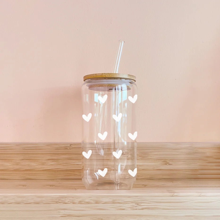 MÖMY Verre Boho Maison MÖMY Petits coeurs blancs