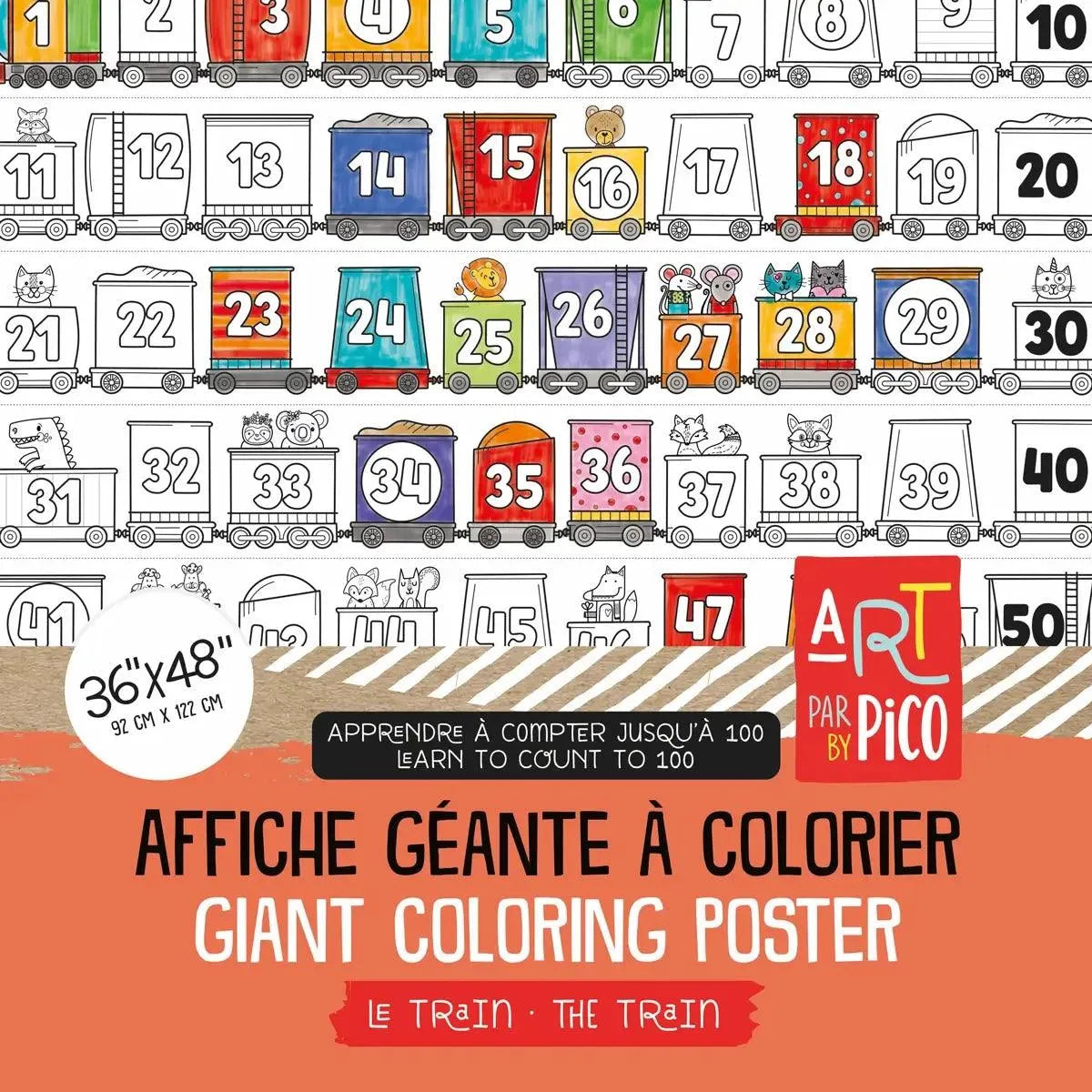 Pico Coloriage géant Éducation Pico Tatouages Temporaires Trains
