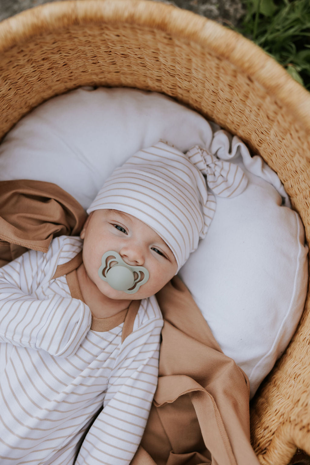Zak &amp; Zoé Bonnet en bambou pour nouveau-né 0-3 mois Vêtements Zak &amp; Zoé Ligné beige
