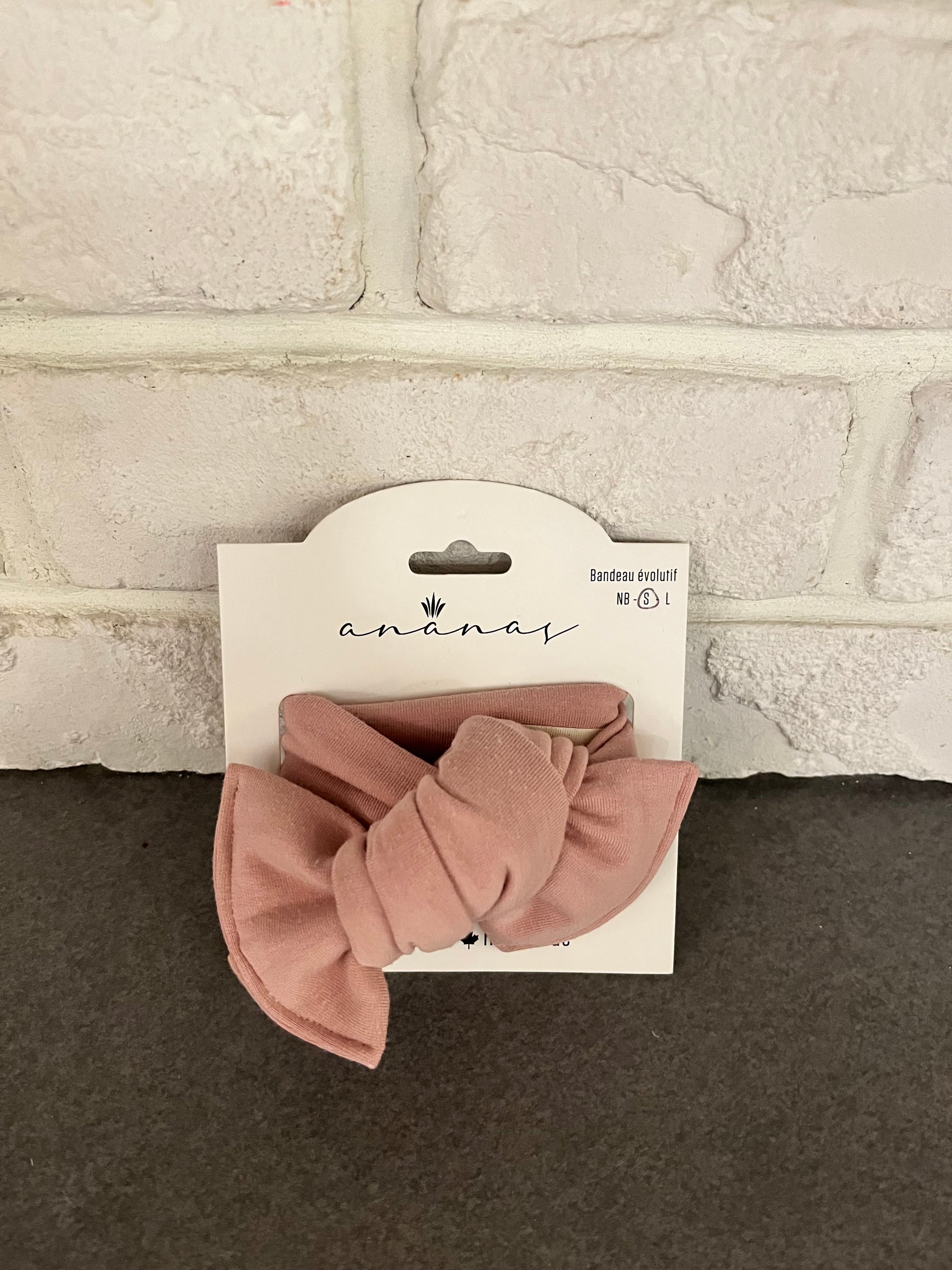 Ananas Co Bandeau boucle en bambou à nouer 3 mois à 5 ans Accessoires de cheveux Ananas Co Vieux rose