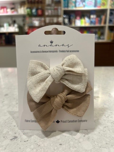 Ananas Co Boucles en lin sur pince crocodile Accessoires de cheveux Ananas Co Ivoire et Beige (2 moyennes)