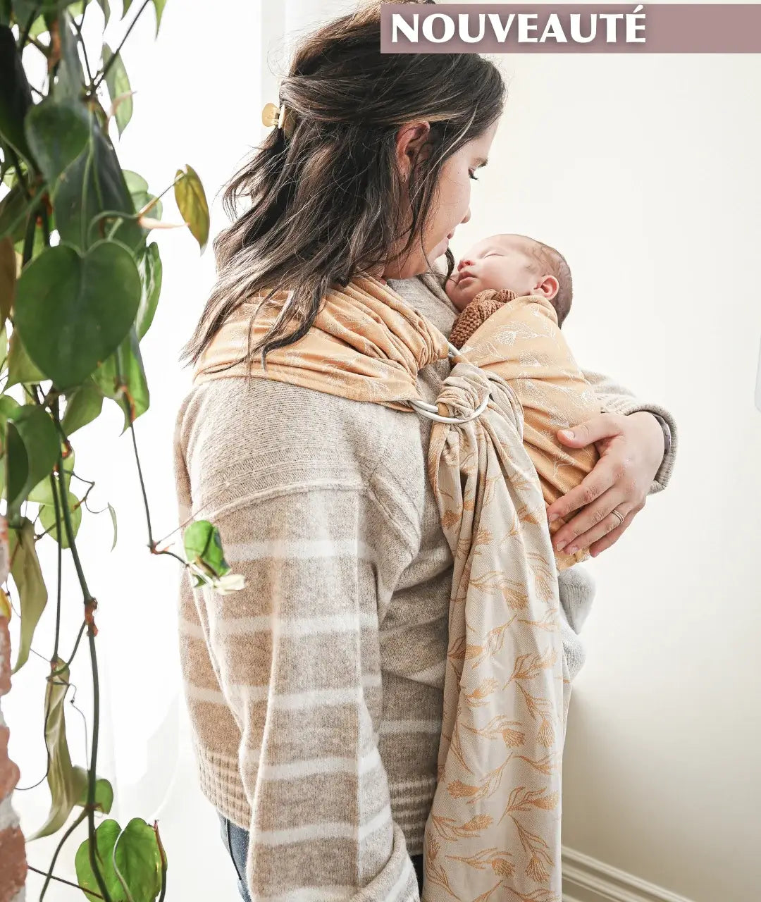 Gustine Écharpe à anneaux Ring sling Portage Gustine baby carrier Garden honey