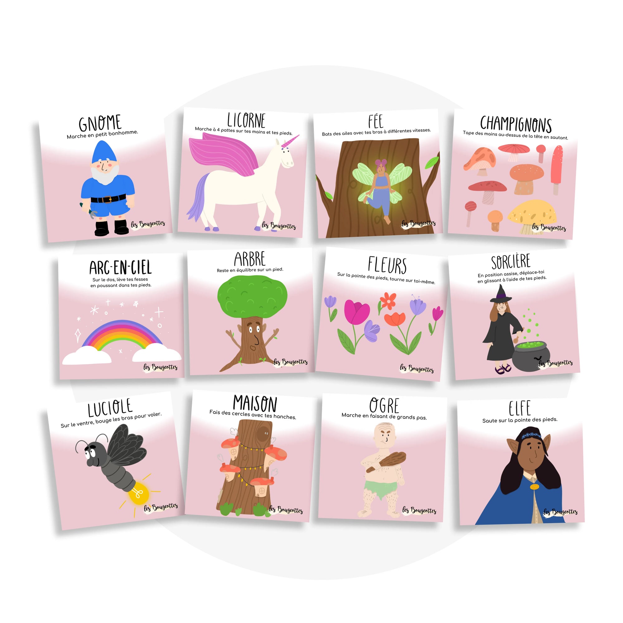 Les Bougeottes Cartes d'apprentissage - Forêt enchantée Éducation Les Bougeottes