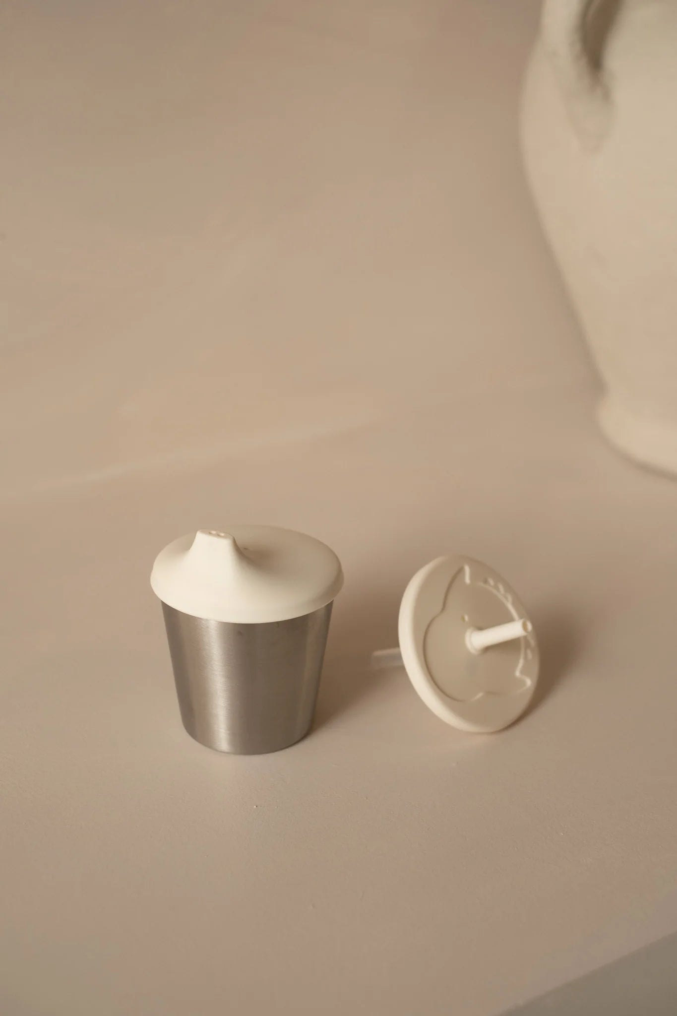 Micasso Gobelet à paille et à bec en acier inoxydable 2 en 1 Alimentation Nos Saisons Boutique &Co par la Boutique Planète Bébé Blanc crème