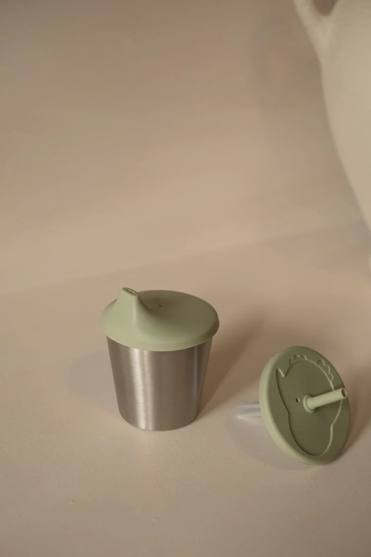 Micasso Gobelet à paille et à bec en acier inoxydable 2 en 1 Alimentation Nos Saisons Boutique &Co par la Boutique Planète Bébé Vert tendre