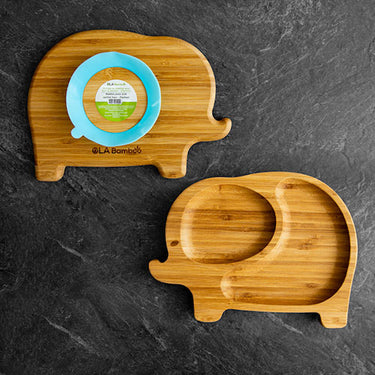 Ola Bambou Assiette en bambou avec base à suction Ola Bamboo Éléphant
