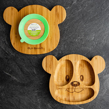 Ola Bambou Assiette en bambou avec base à suction Ola Bamboo Ourson