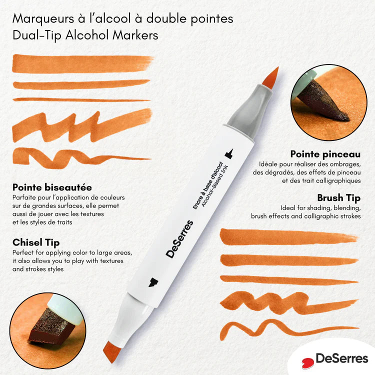 DeSerres Ensemble 6 marqueurs alcool à double pointe couleurs primaires Divers DeSerres