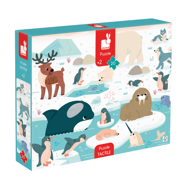 Janod Casse-tête tactile géant Les animaux polaires 20 pièces Jouets Janod