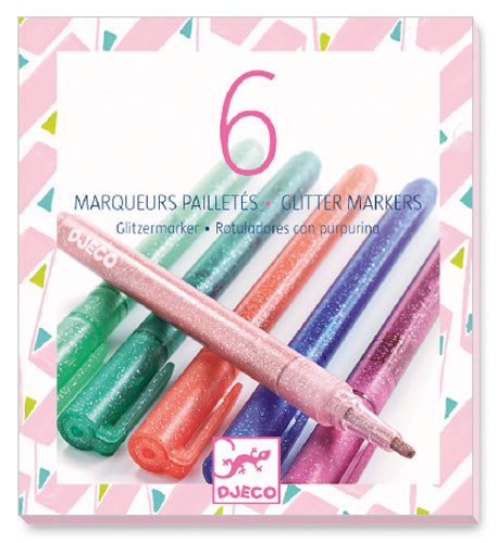 Djeco 6 marqueurs pailletés