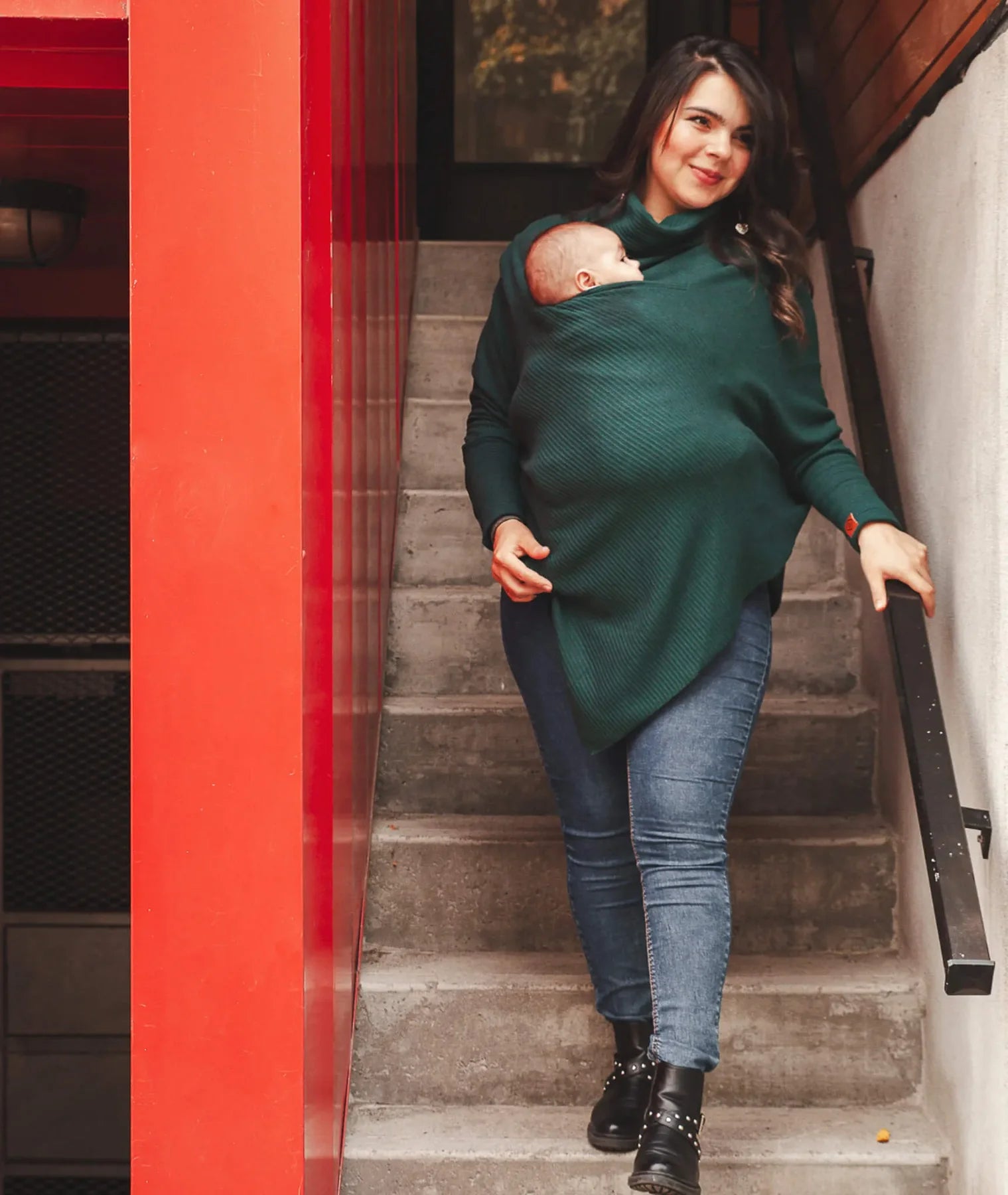Gustine Cape de portage pour porte-bébé Portage Gustine baby carrier Petit-grand Vert forêt 