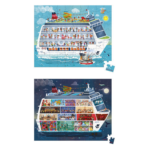 Janod Double Puzzle Cruise Ship 100 and 200 Pieces