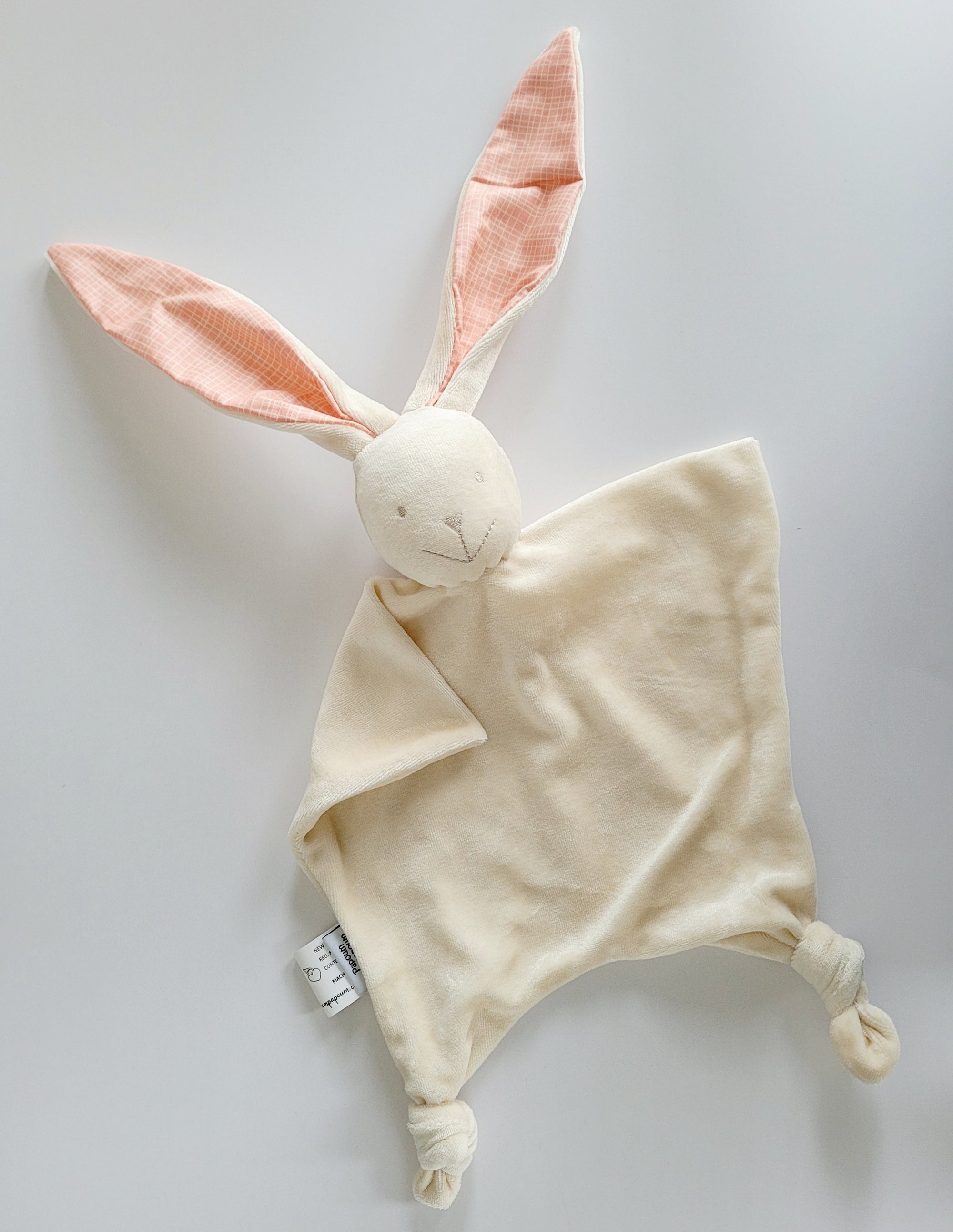Papoum papoum Lapin doudou en Bambou Dodo Papoum Papoum Lapin crème oreilles roses  