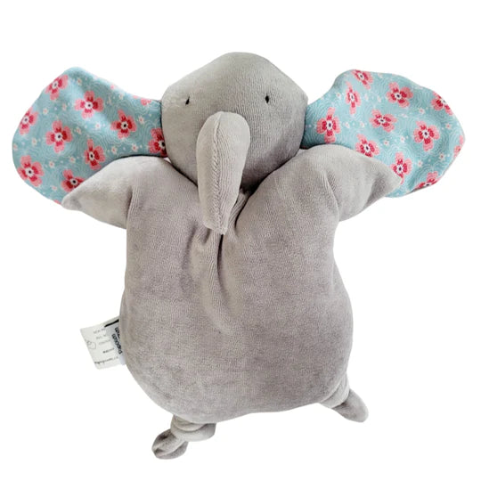 Papoum papoum Éléphant douillet Dodo Papoum Papoum Éléphant oreilles bleues avec fleurs  
