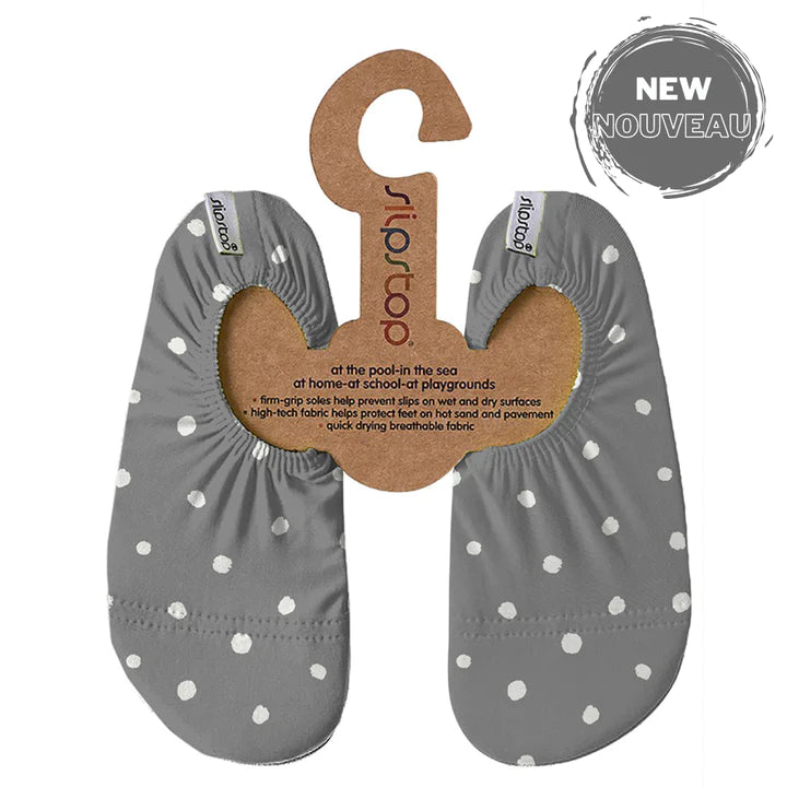 SlipStop Chaussons à semelles adhérentes Enfants M 4-6 ans (10-11.5) Vêtements SlipStop Grey polka dots  
