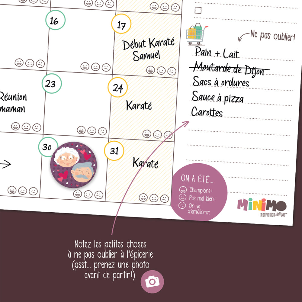 Minimo Calendrier mensuel familial Vertical Éducation Minimo Playful Motivation Ludique